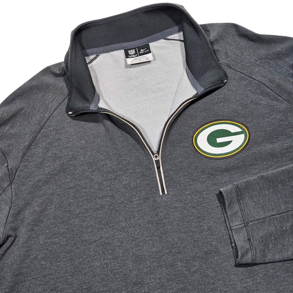 Nike Quarter Zip Pullover Mens XL Gray Green Bay Packers Dri-fit NFL Gameday